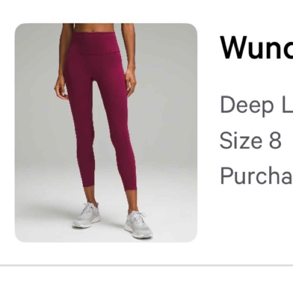 Wunder Train High-Rise Tight 25” Size 8 color is called deep luxe